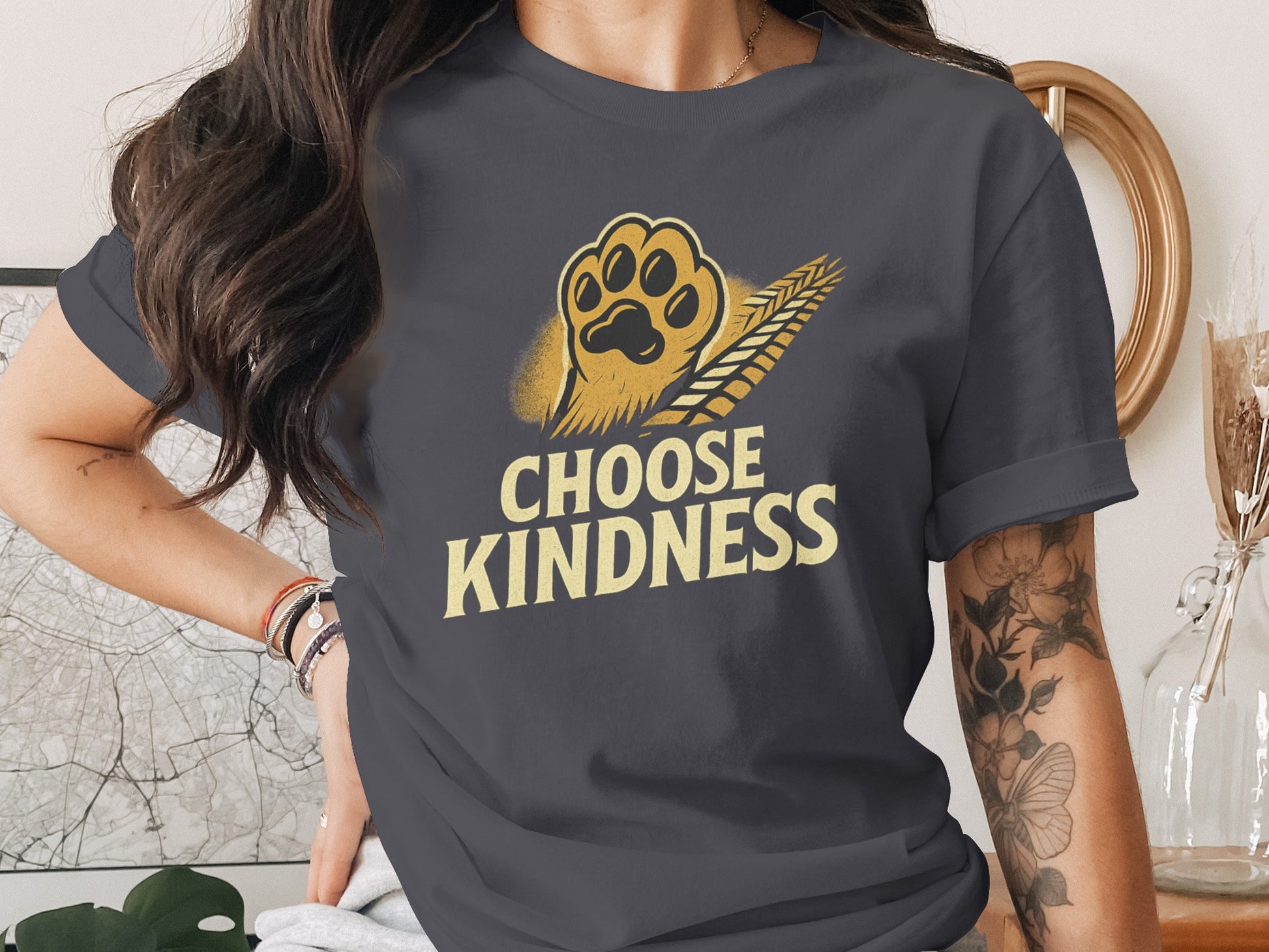 Choose Kindness Paw Print Graphic T-Shirt