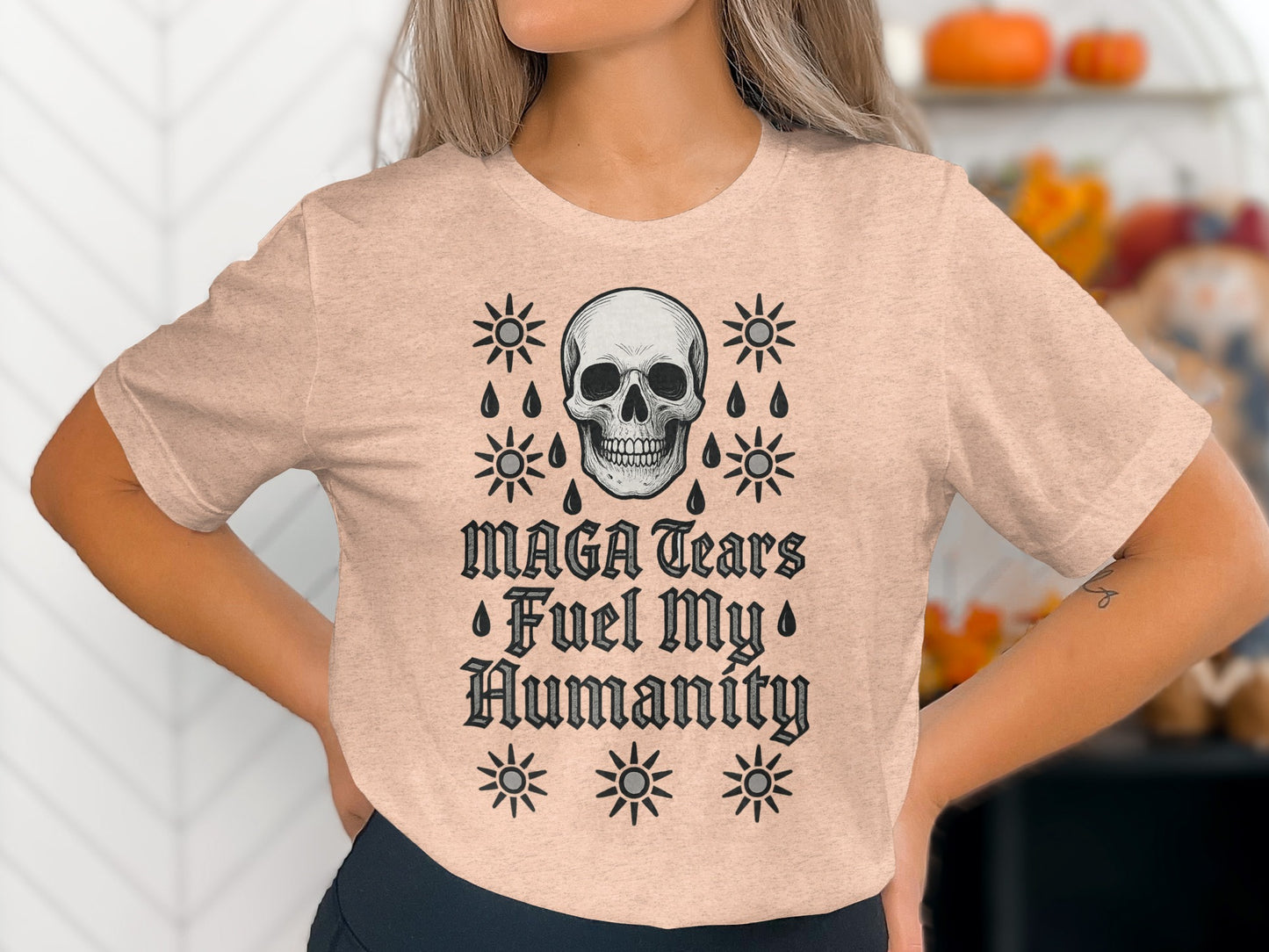 Distinctive Skull and Text Tee for Bold Statements