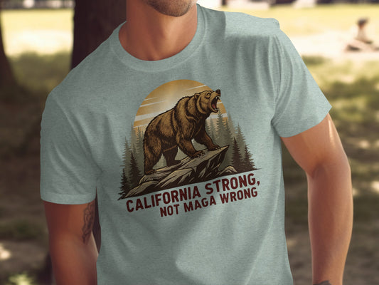 California Strong Not Maga Wrong Bear T-Shirt Product