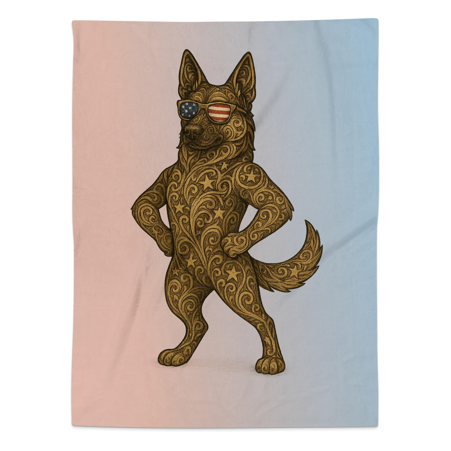 Standing Dog with Sunglasses Patterned Blanket product