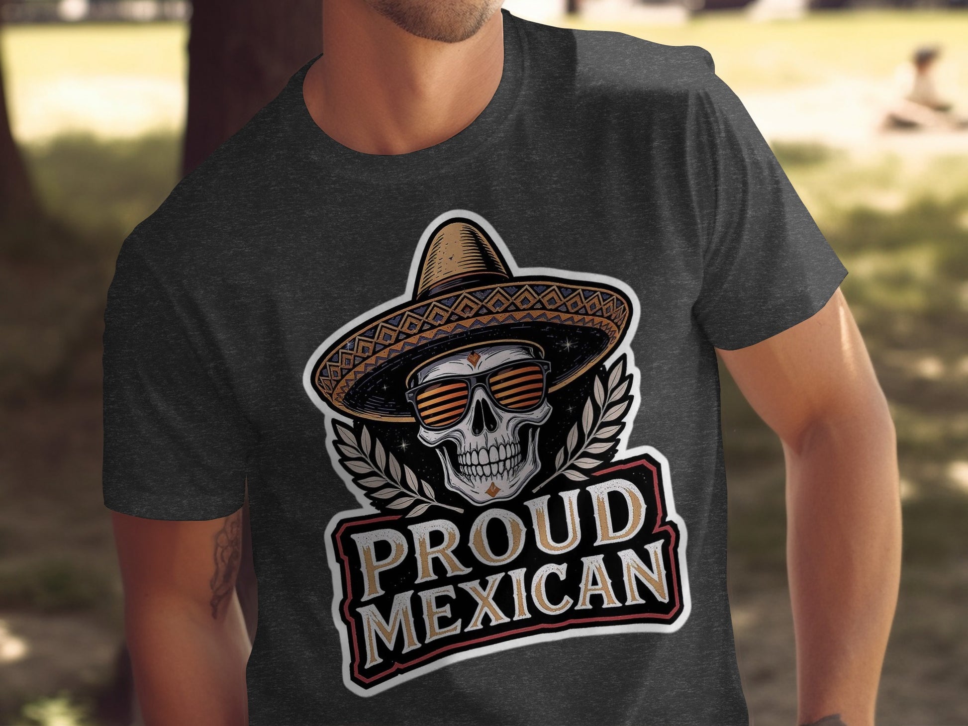 Proud Mexican Skull With Sombrero Graphic T-shirt