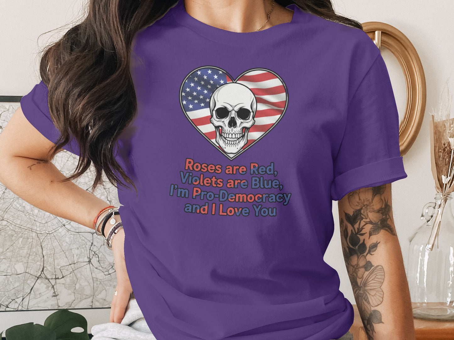 Roses are Red Violets are Blue Pro-Democracy Skull Shirt