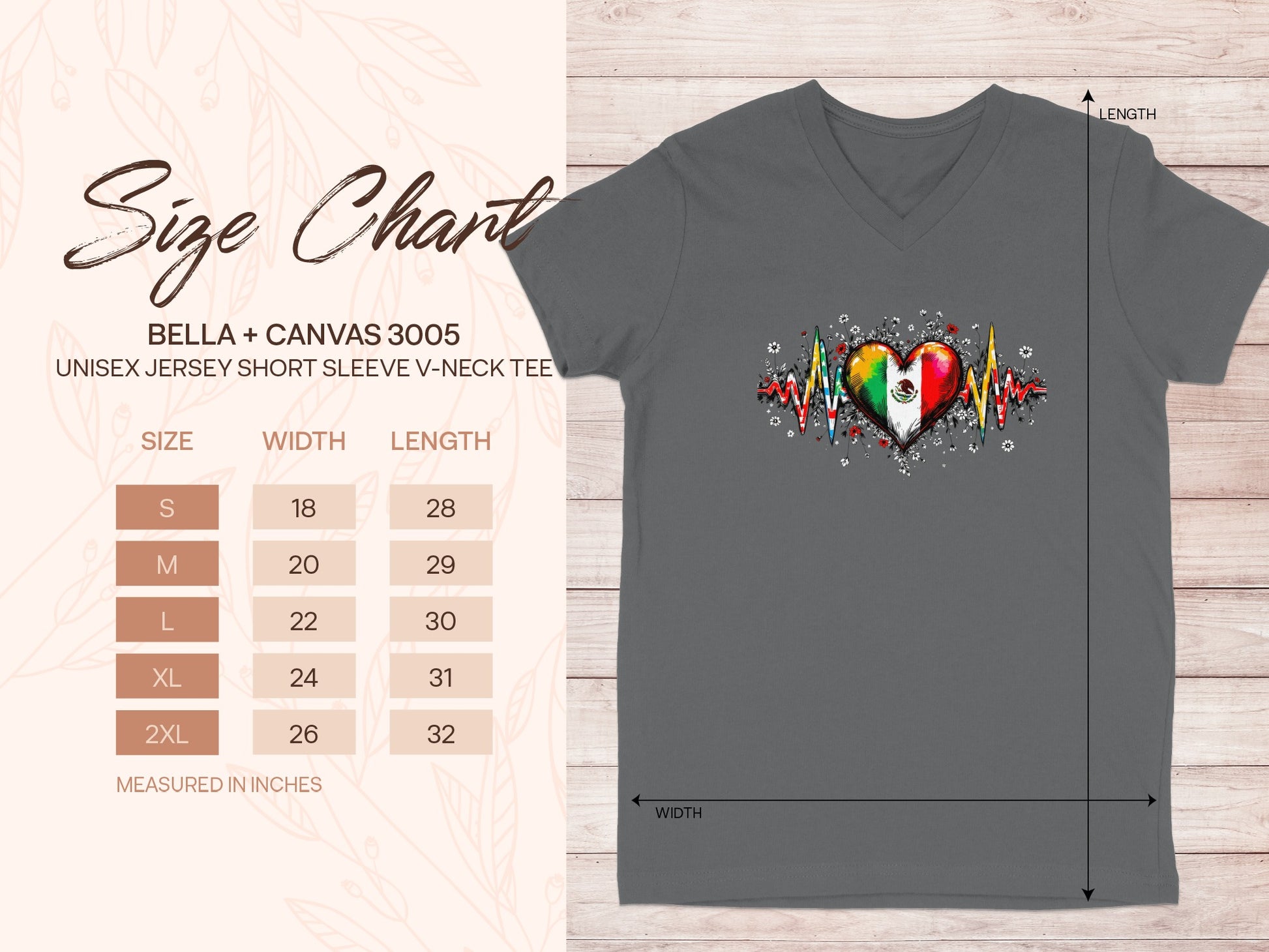Mexican Heartbeat Graphic V Neck Tee Shirt product type