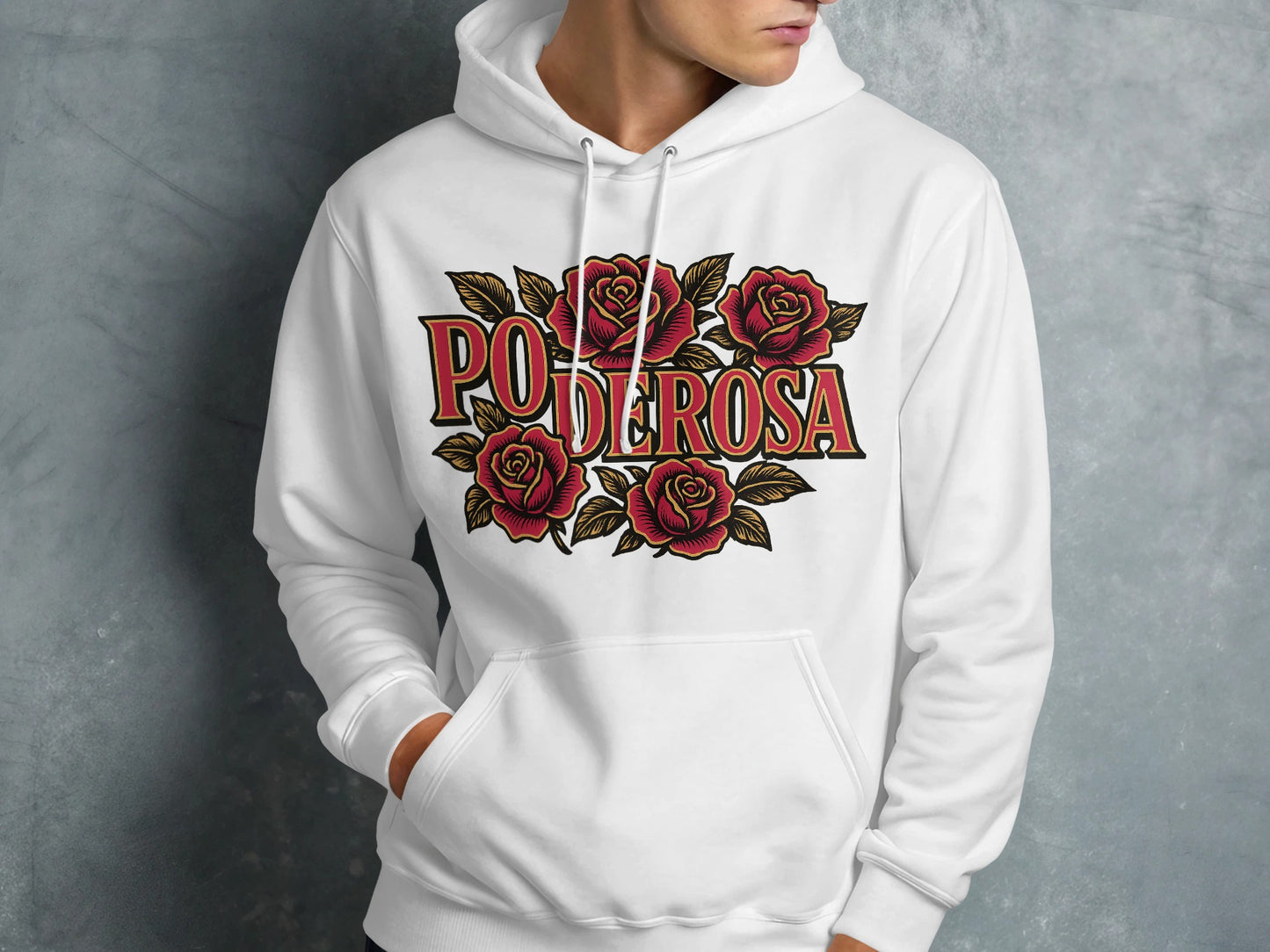 PODEROSA Rose Graphic White Hoodie product