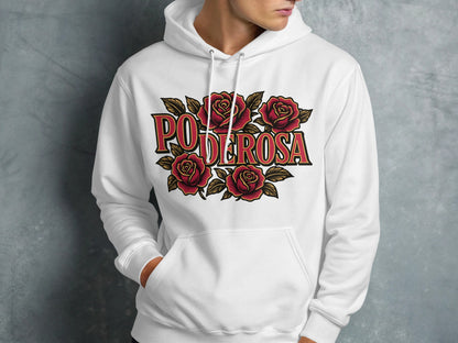 PODEROSA Rose Graphic White Hoodie product