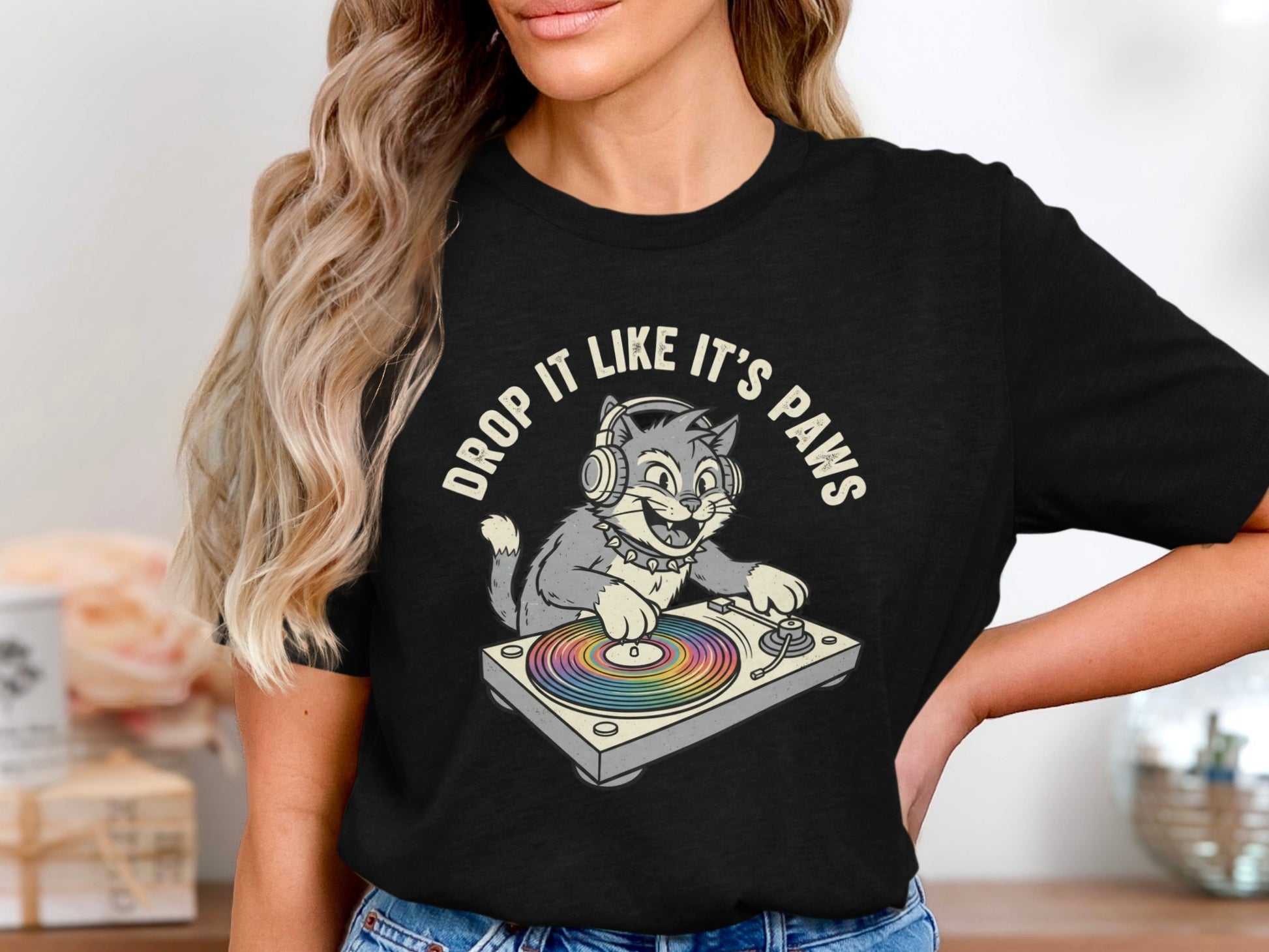 Drop It Like It's Paws DJ Cat Design T-shirt product type