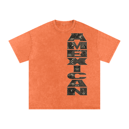 Amexican Pride Subtle FDT Design Snow Washed Oversized Cotton T-Shirt