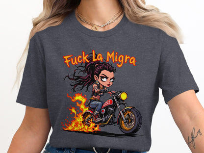 Fierce Biker Girl Cartoon Graphic T-Shirt product