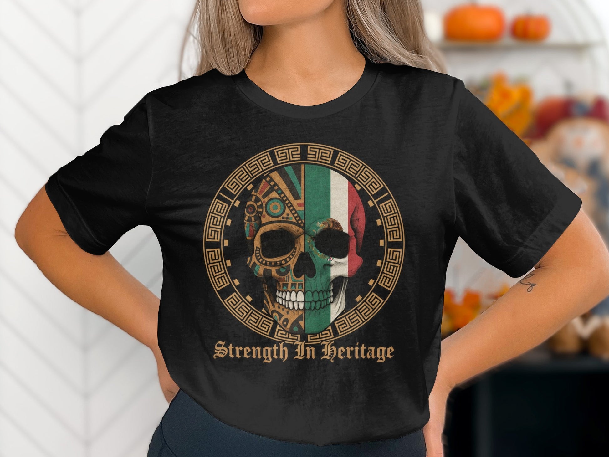 Strength In Heritage Skull Design T-Shirt