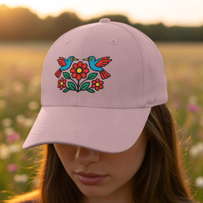 Colorful Embroidered Bird and Flower Design Hat product