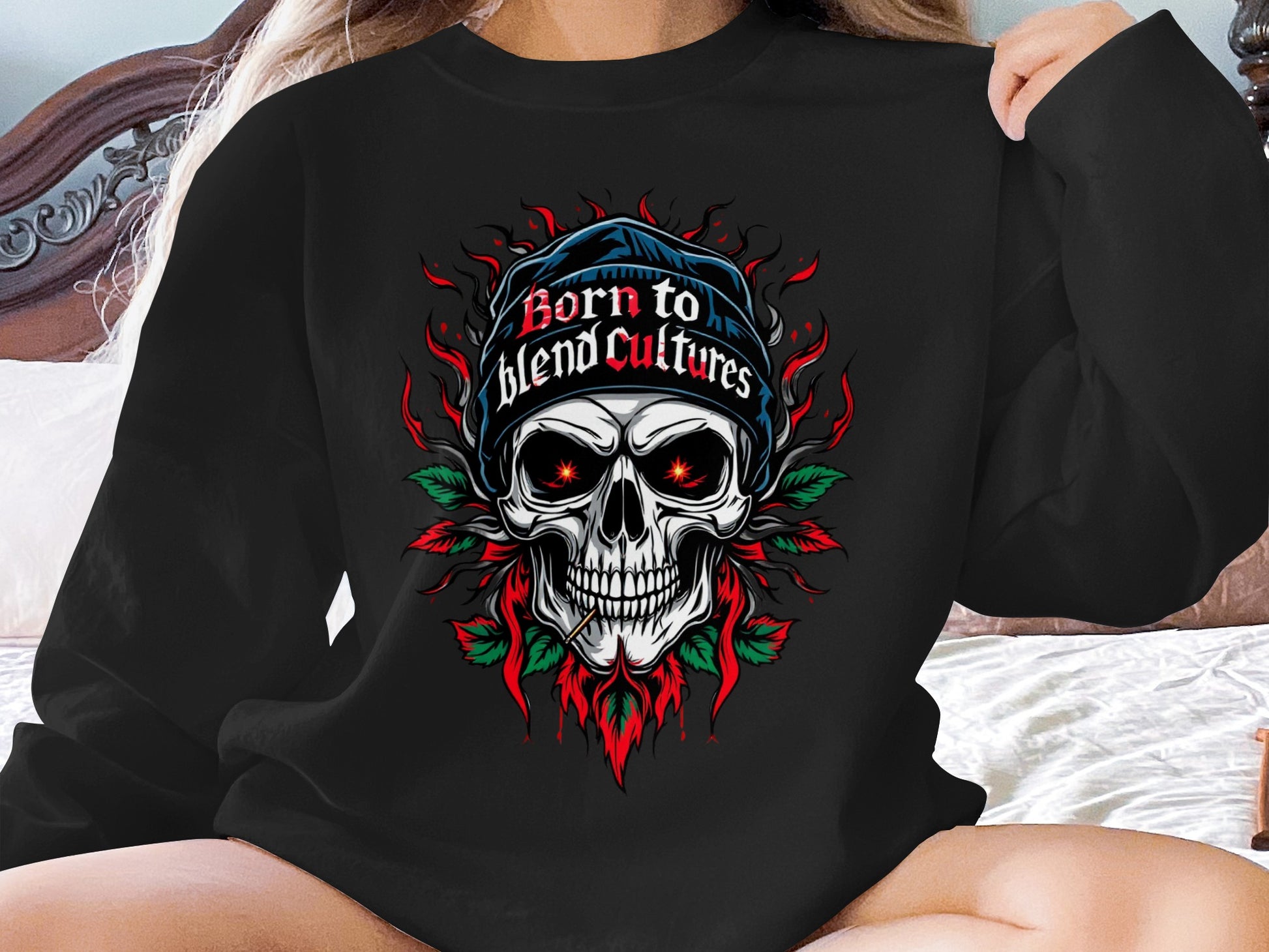 Born to Blend Cultures Skull Graphic Shirt product
