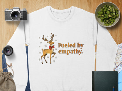 Fueled by Empathy Reindeer Print Sweatshirt