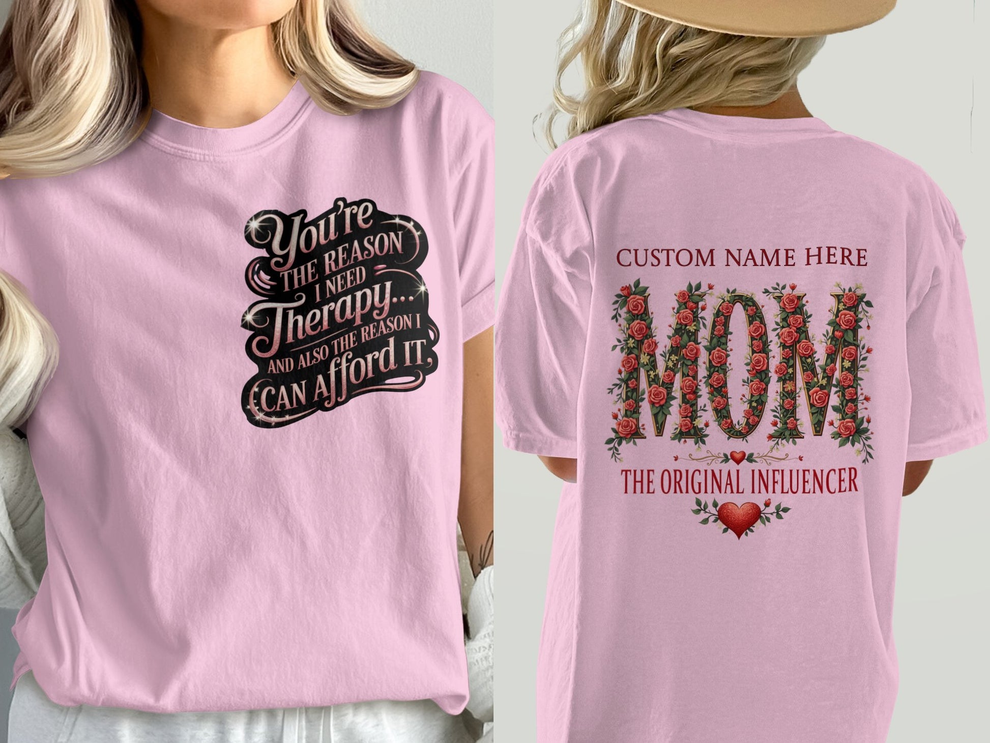 Customizable Mom Influence and Therapy T-Shirt product