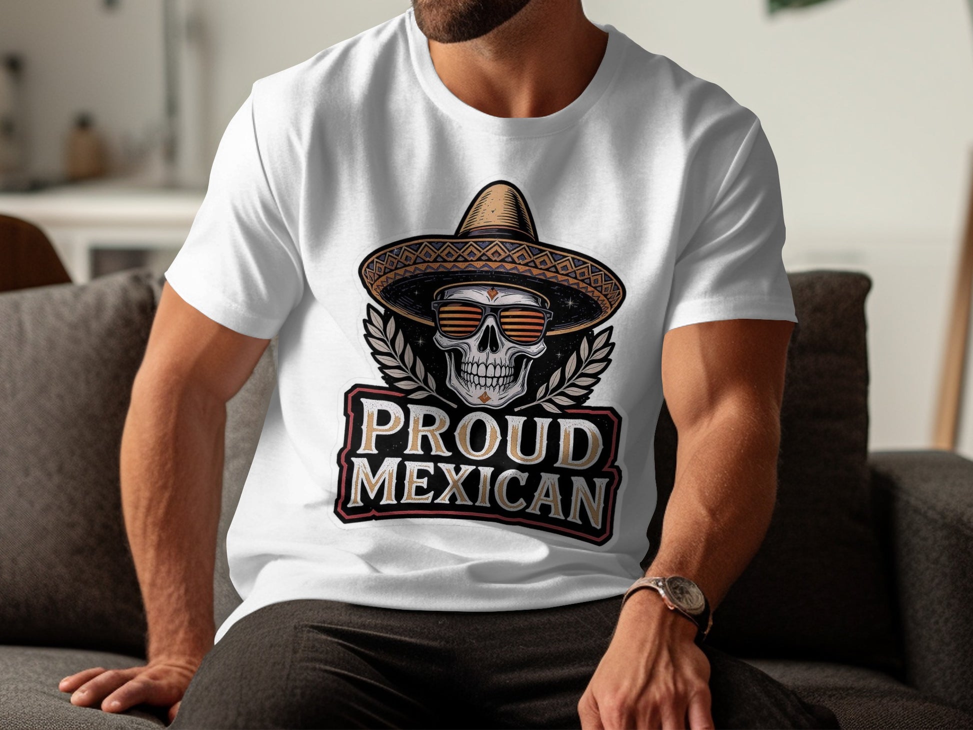 Proud Mexican Skull with Sombrero Graphic Tee product