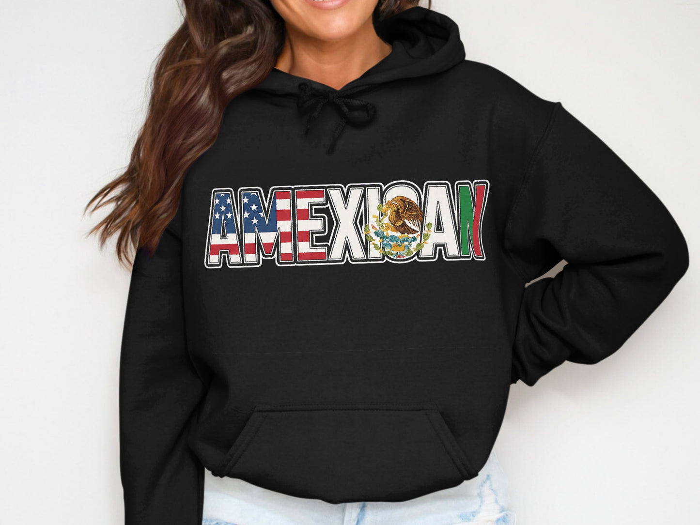 AMEXICAN Flag Graphic Black Hoodie Sweatshirt product type