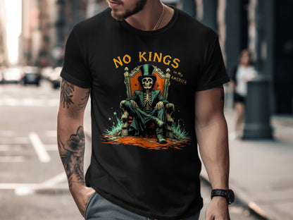 No Kings in My America Skull Design T-Shirt Product