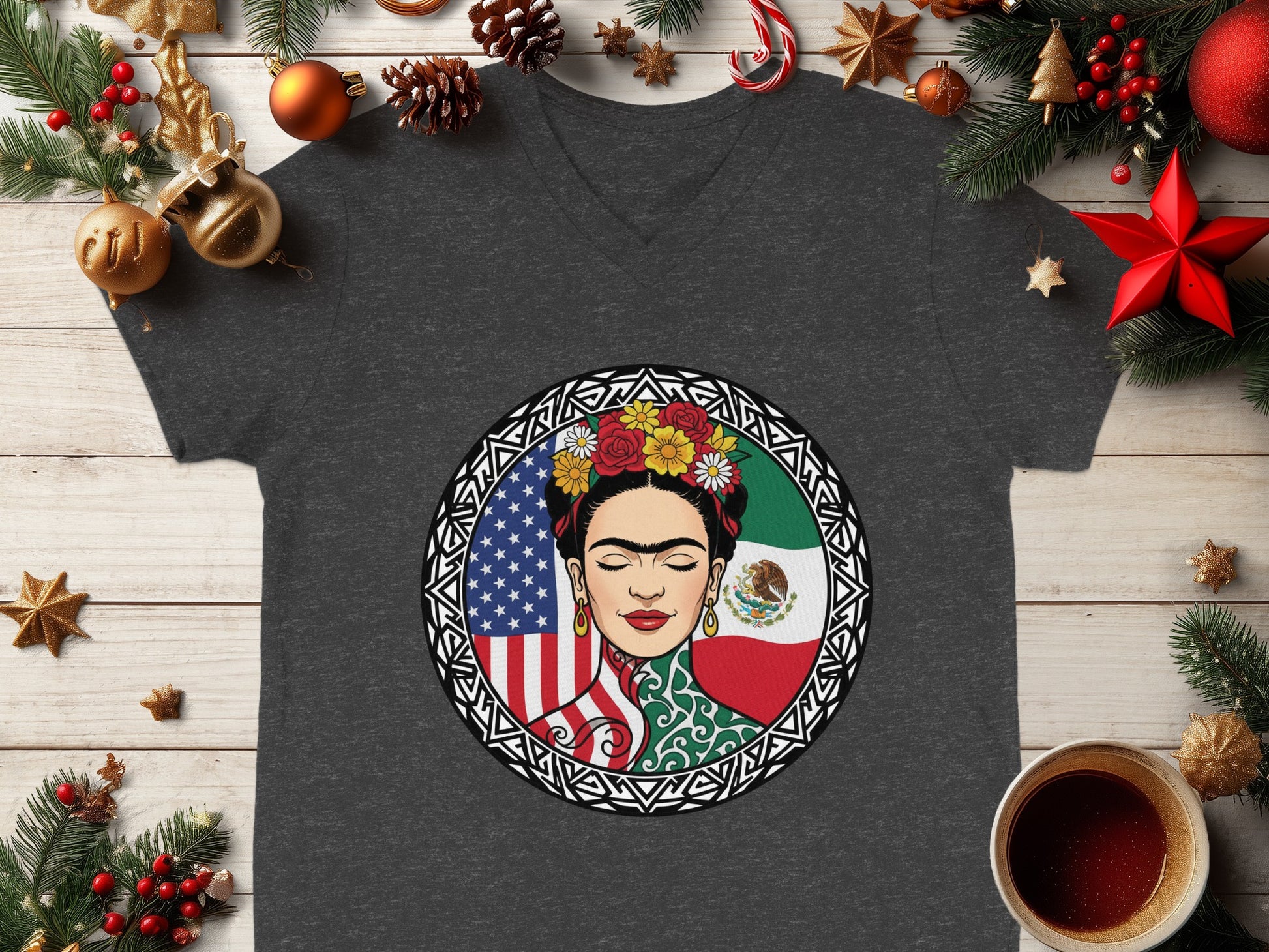 Christmas Themed Frida Kahlo T-shirt