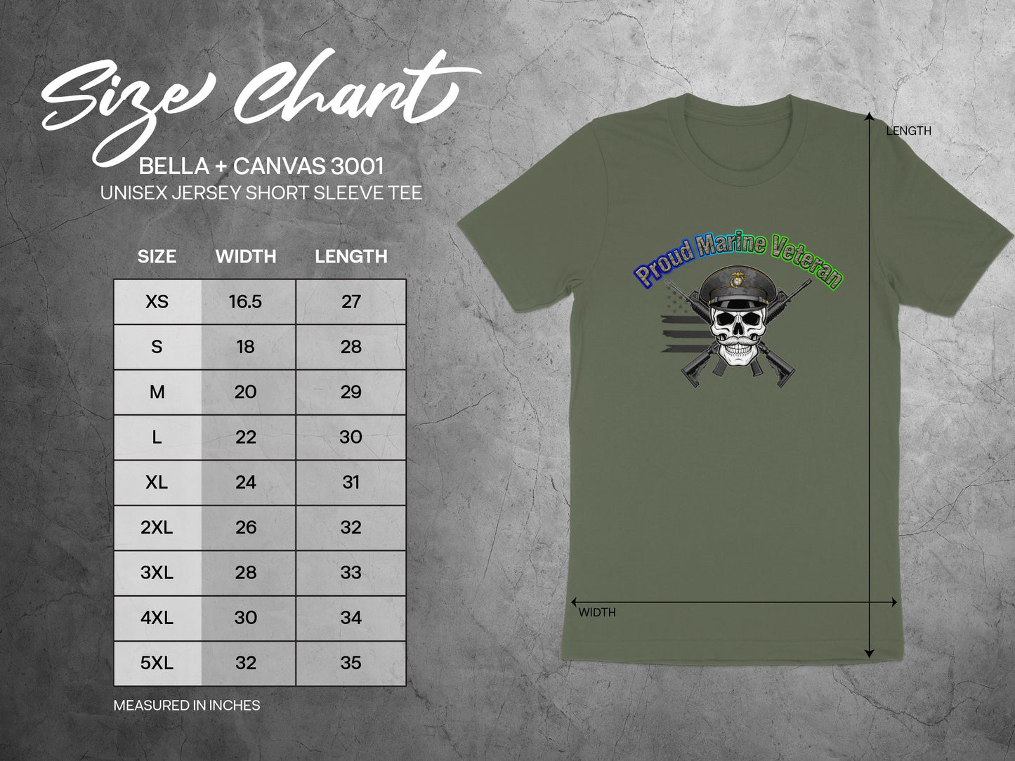 Proud Marine Veteran Skull and Guns Graphic Tee