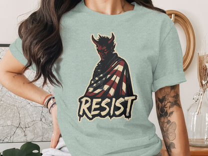 Patriotic Resist Design Satan Graphic Tee Shirt product type
