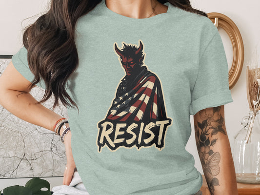 Patriotic Resist Design Satan Graphic Tee Shirt product type