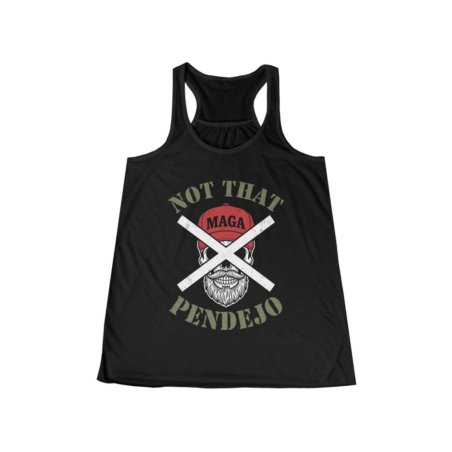 Black tank top with skull graphic and "Not That MAGA Pendejo" text.