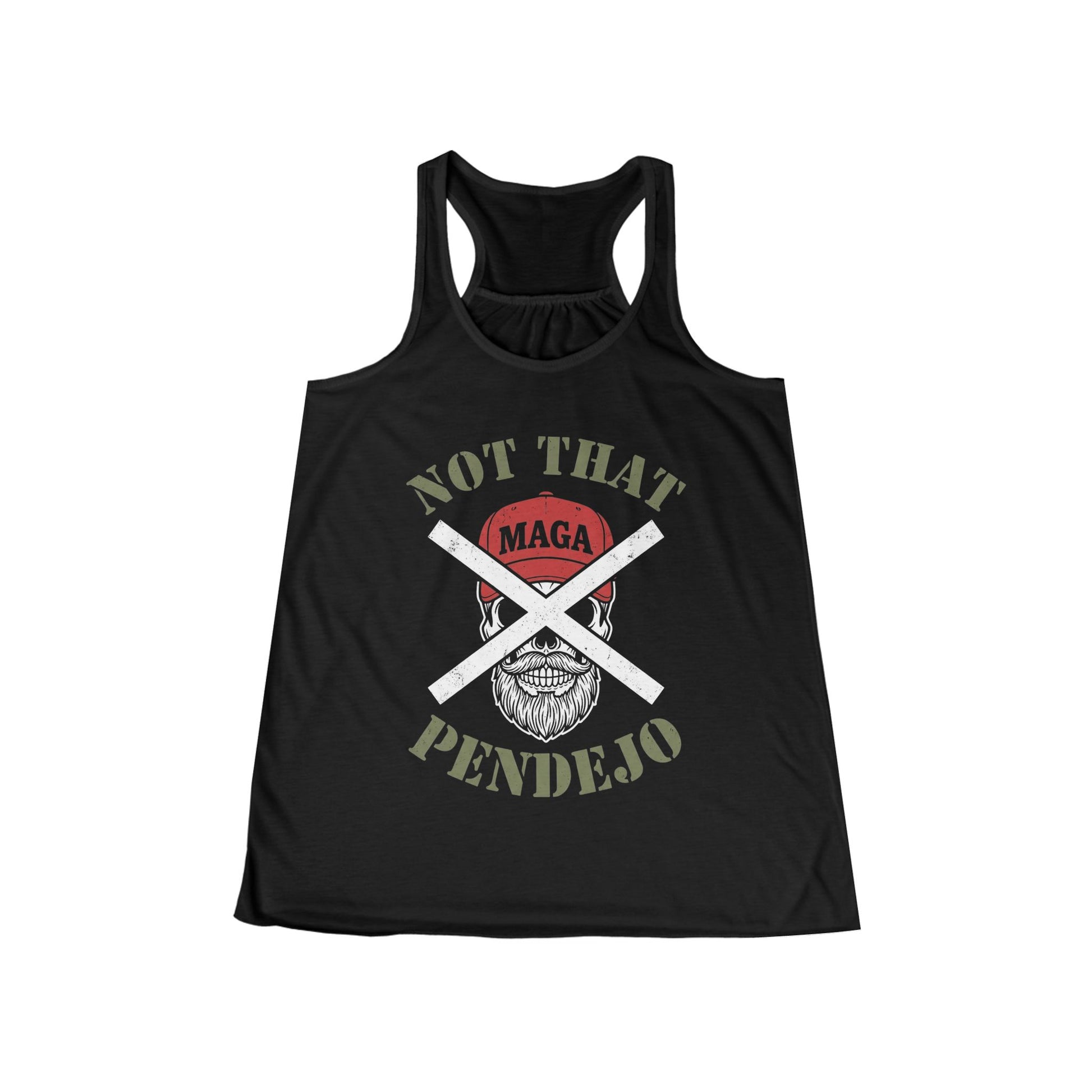 Black tank top with skull graphic and "Not That MAGA Pendejo" text.