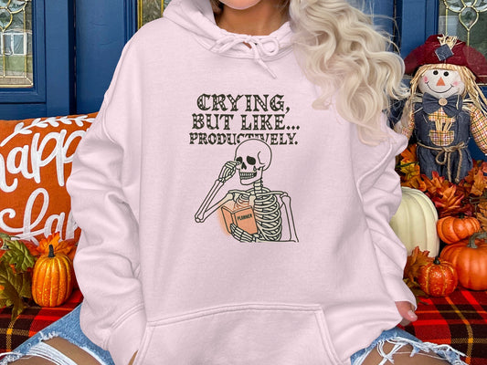 Crying But Like Productively Skeleton Hoodie product