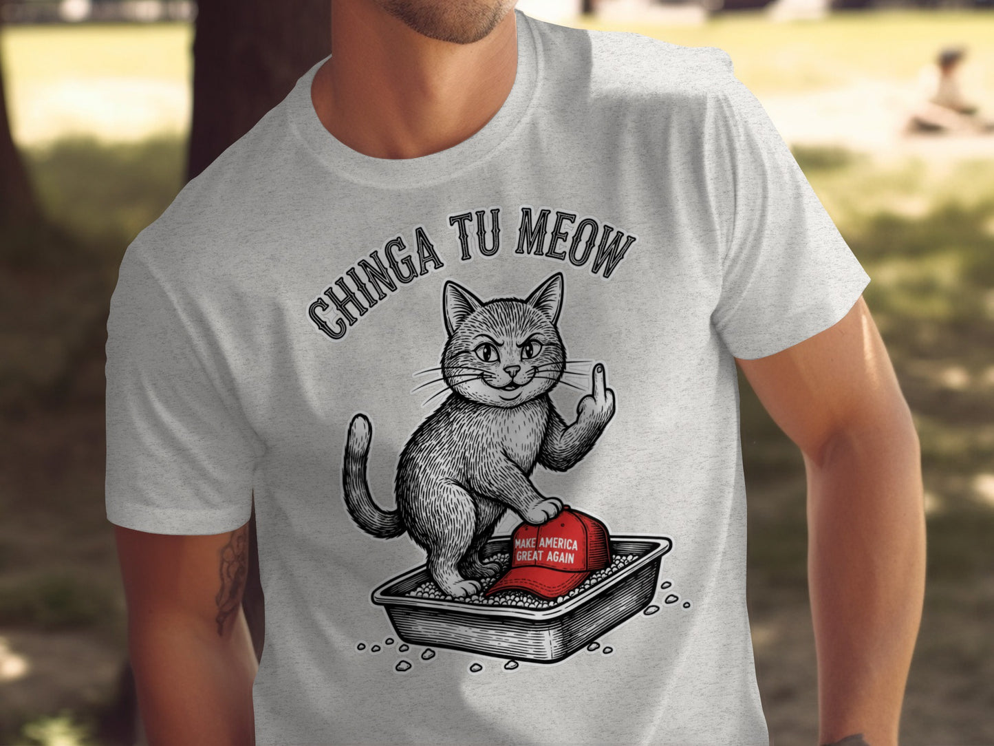 CHINGA TU MEOW Cat Middle Finger Red Hat Litter Box product type