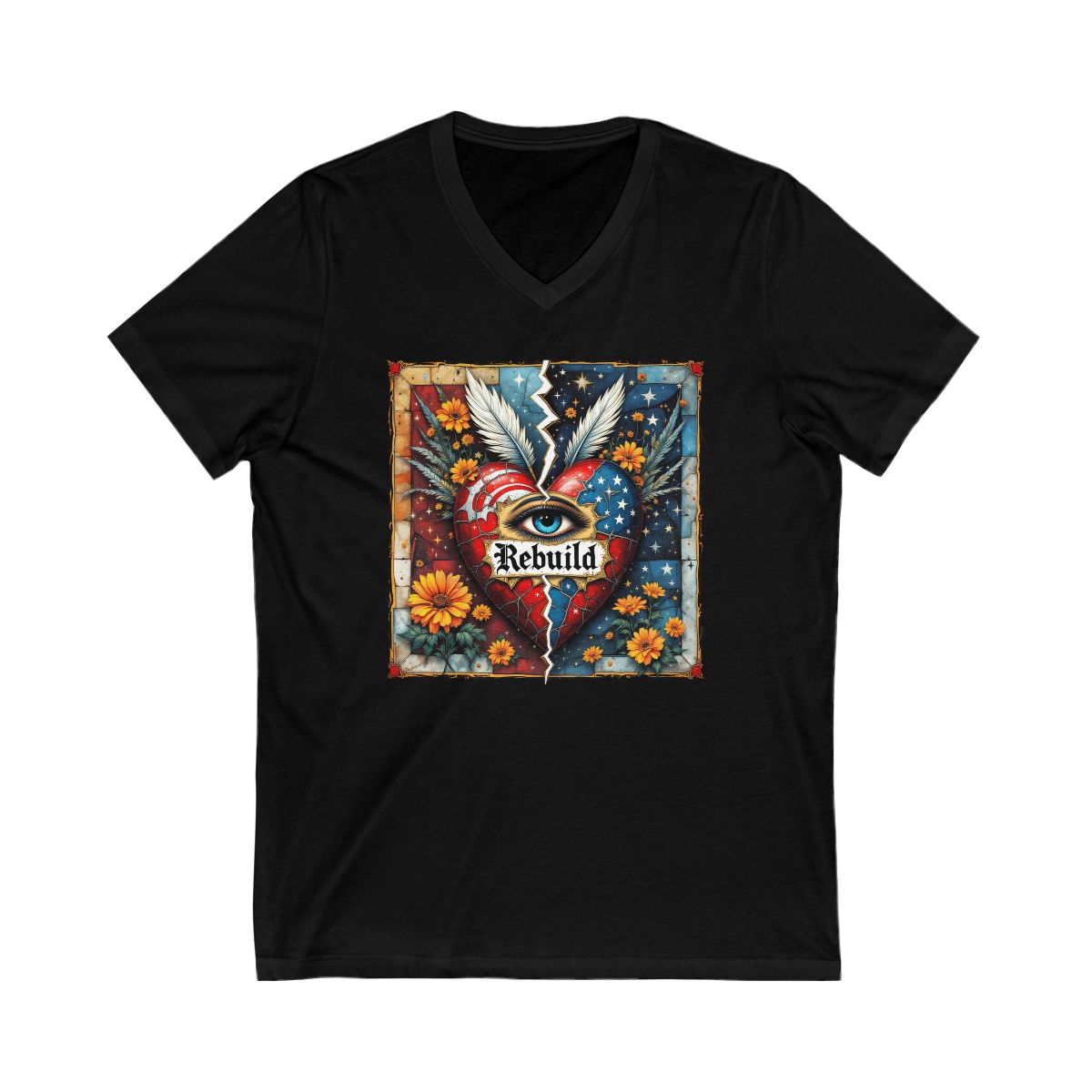 Rebuild Heart and Wings Graphic Black Shirt product type