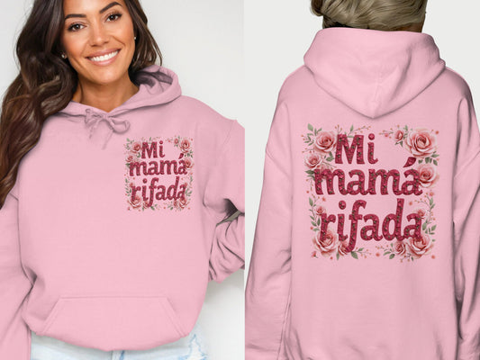 Mi Mamá Rifada Floral Print Pink Hoodie product