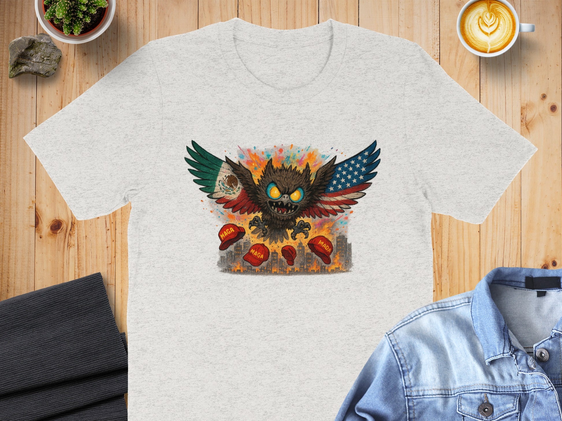 Fiery Owl with Exploding Dynamite Graphic T-shirt