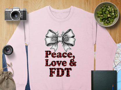 Peace Love FDT Bow Graphic Sweatshirt Product