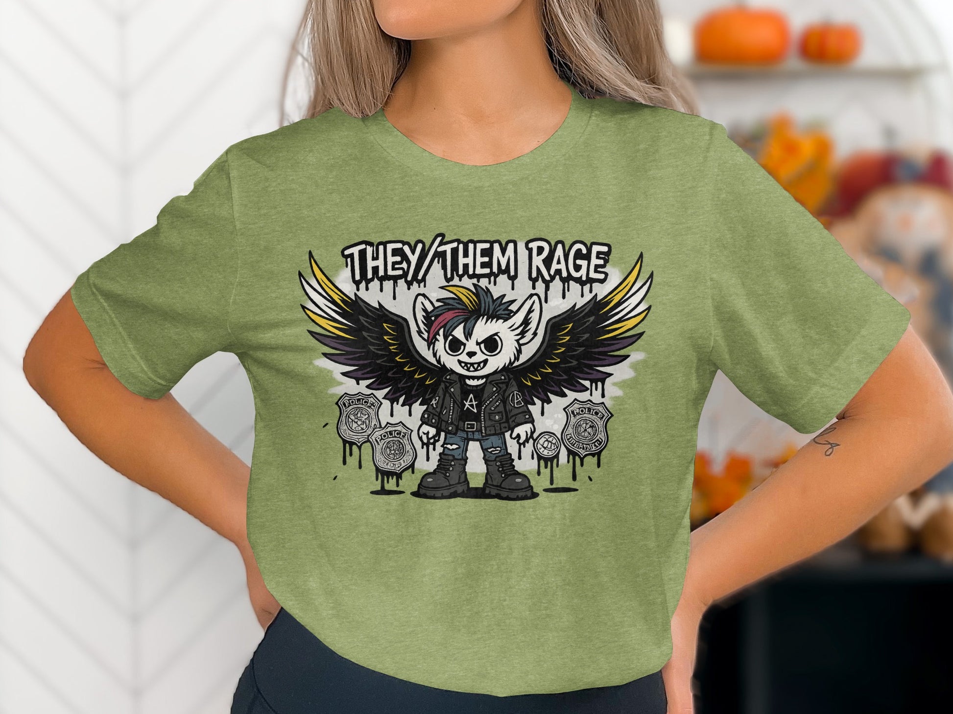 They Them Rage Graphic Tee with Winged Character product