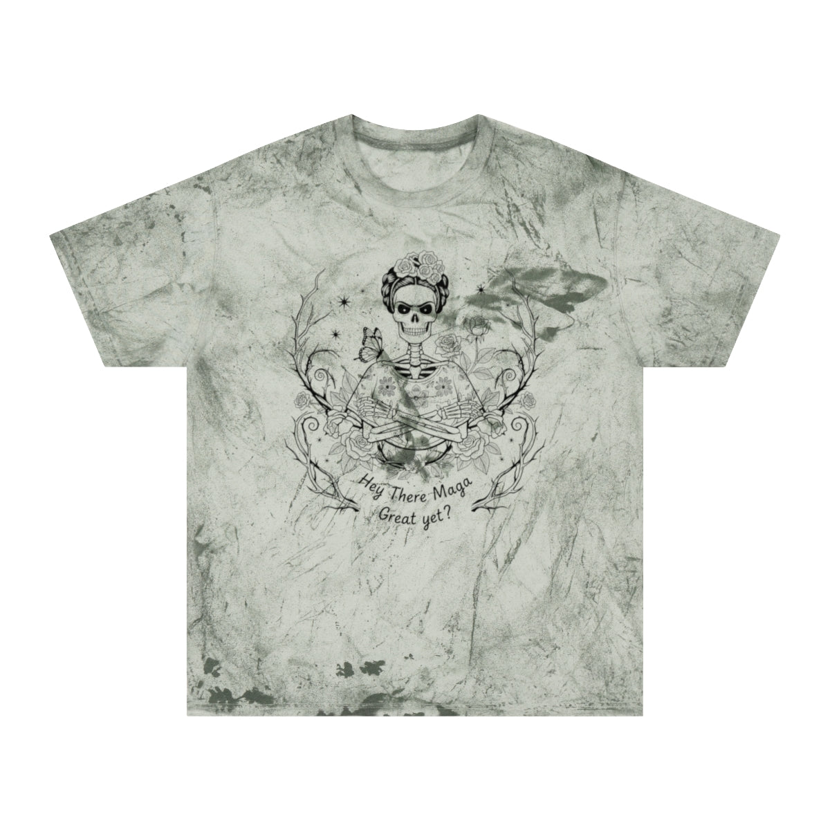 Unique Skeleton Art with Hey There Maga Graphic Tee