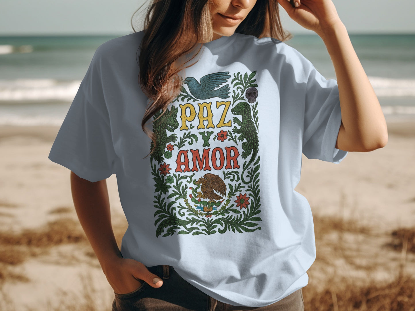 Colorful Paz y Amor Graphic Tee Stylish product