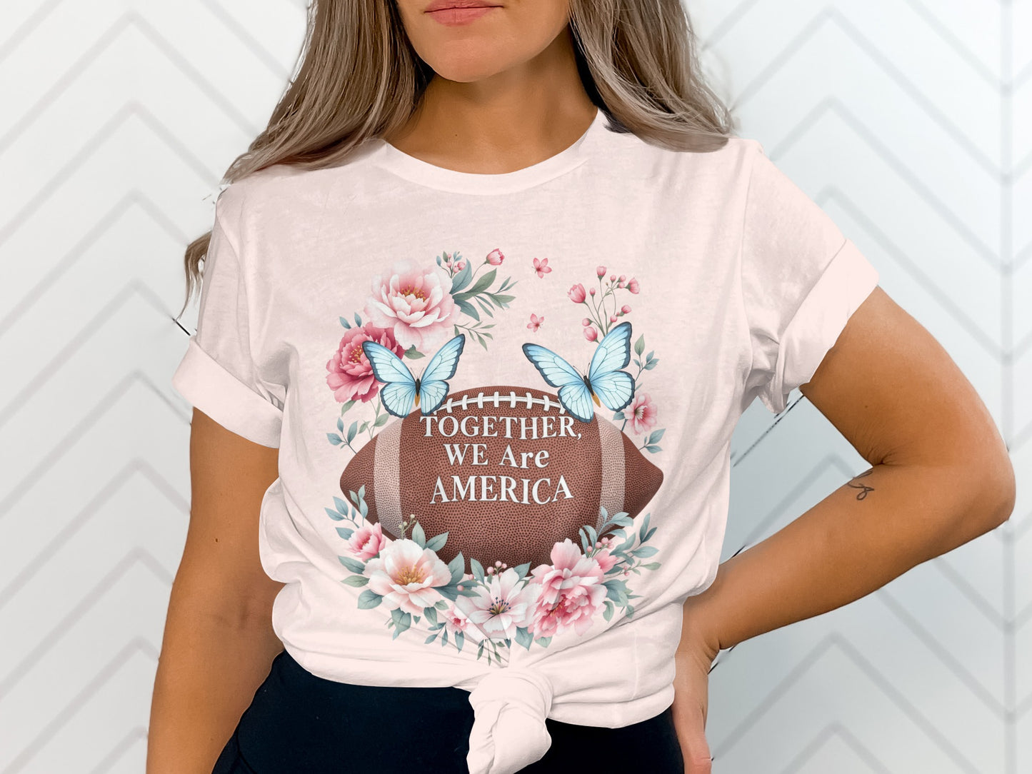Together We Are America Floral Football T-Shirt