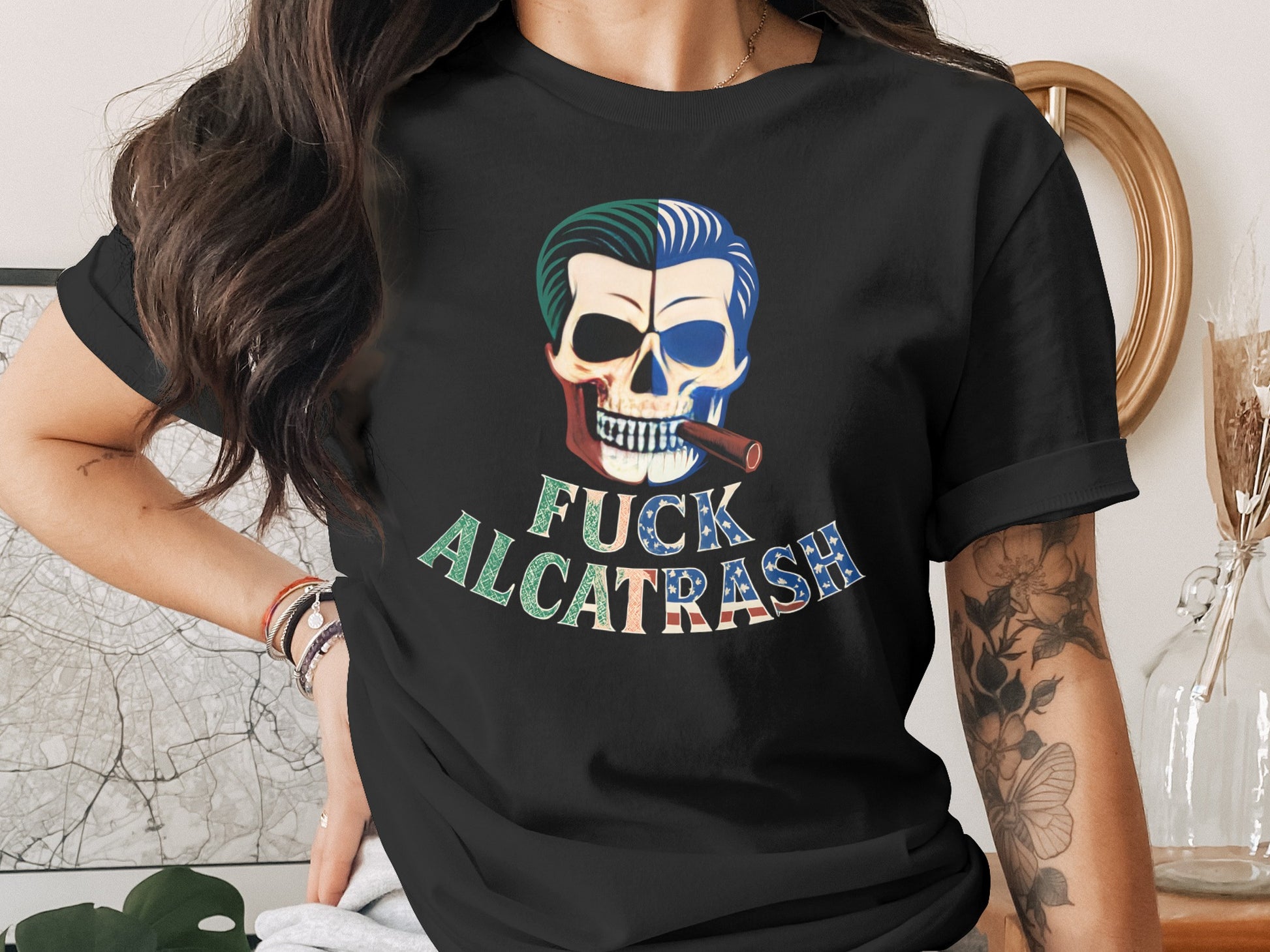 Fuck Alcatrash Skull Cigar Graphic T-shirt product type
