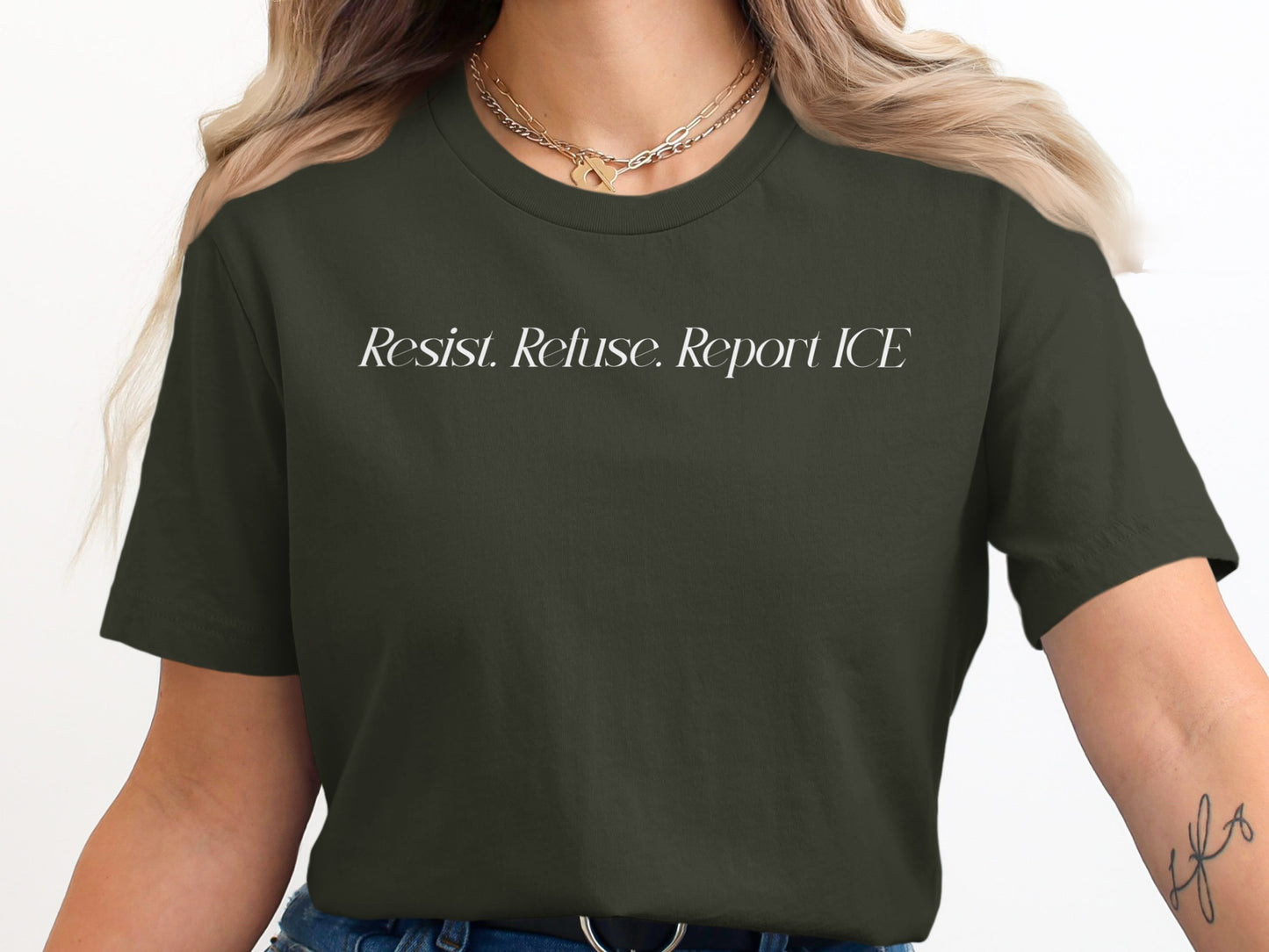 Resist Refuse Report ICE graphic t-shirt product