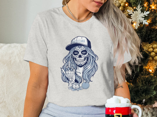 Unique Americana Skeleton Girl Graphic Teeproduct type