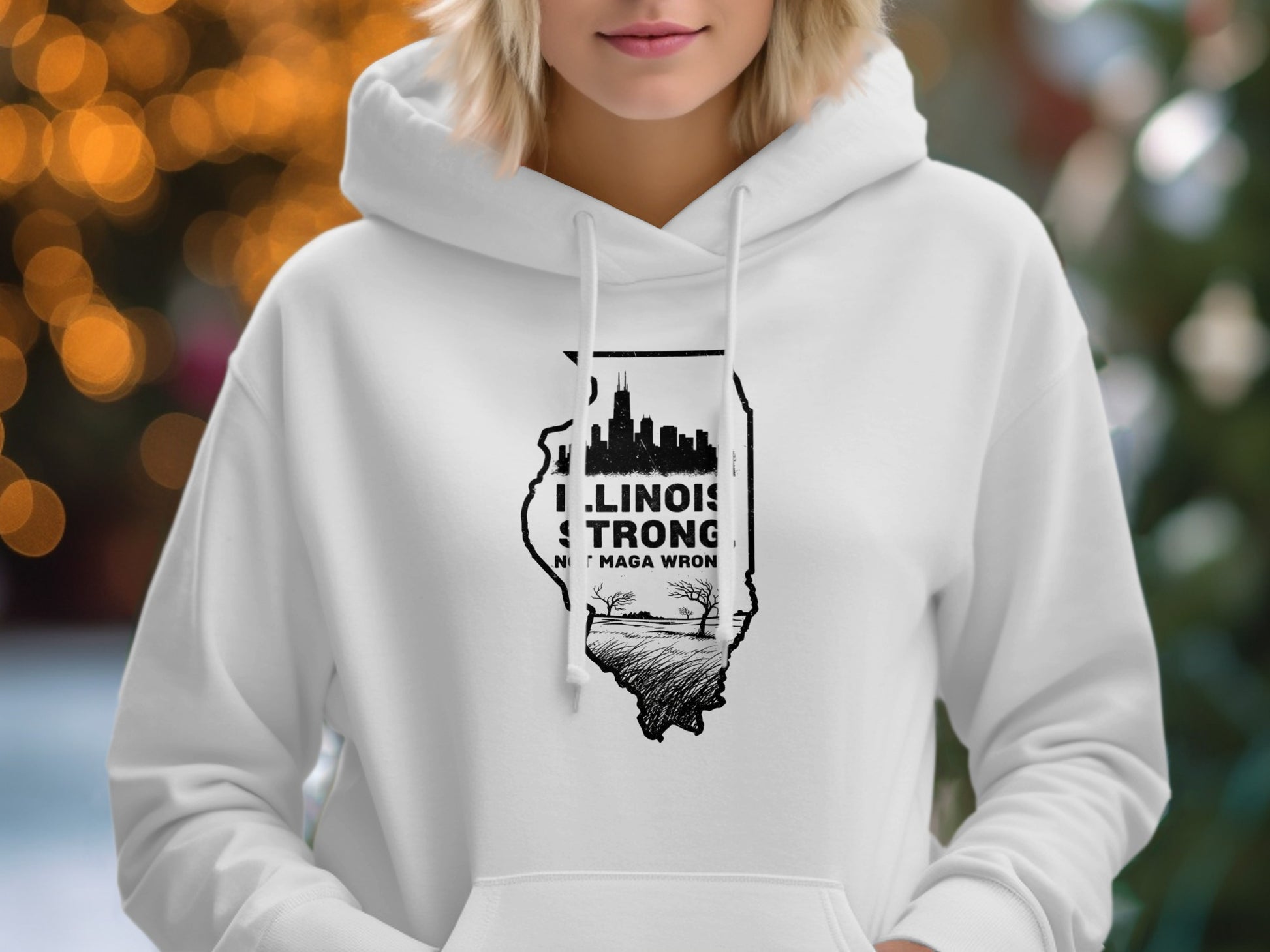 Illinois Strong Not Maga Wrong Hooded Sweatshirt product