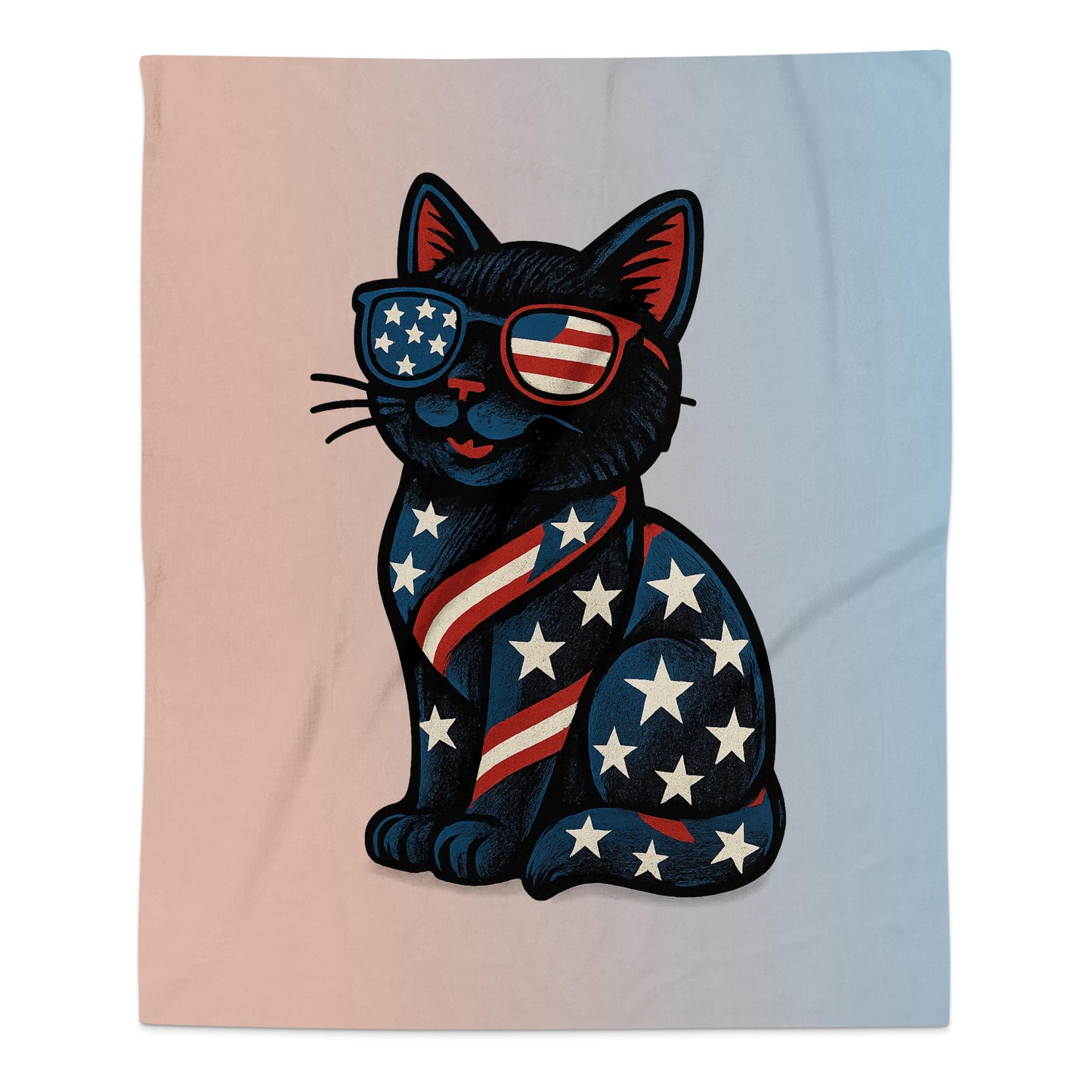 American Flag Cat Graphic Cozy Storytime Blanket product