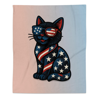 American Flag Cat Graphic Cozy Storytime Blanket product