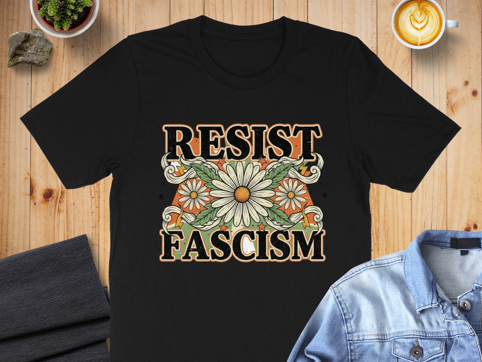 Resist Fascism Floral Graphic Tee Shirt product