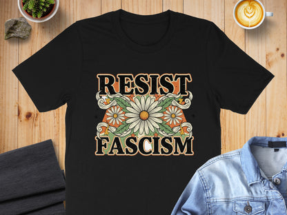 Resist Fascism Floral Graphic Tee Shirt product