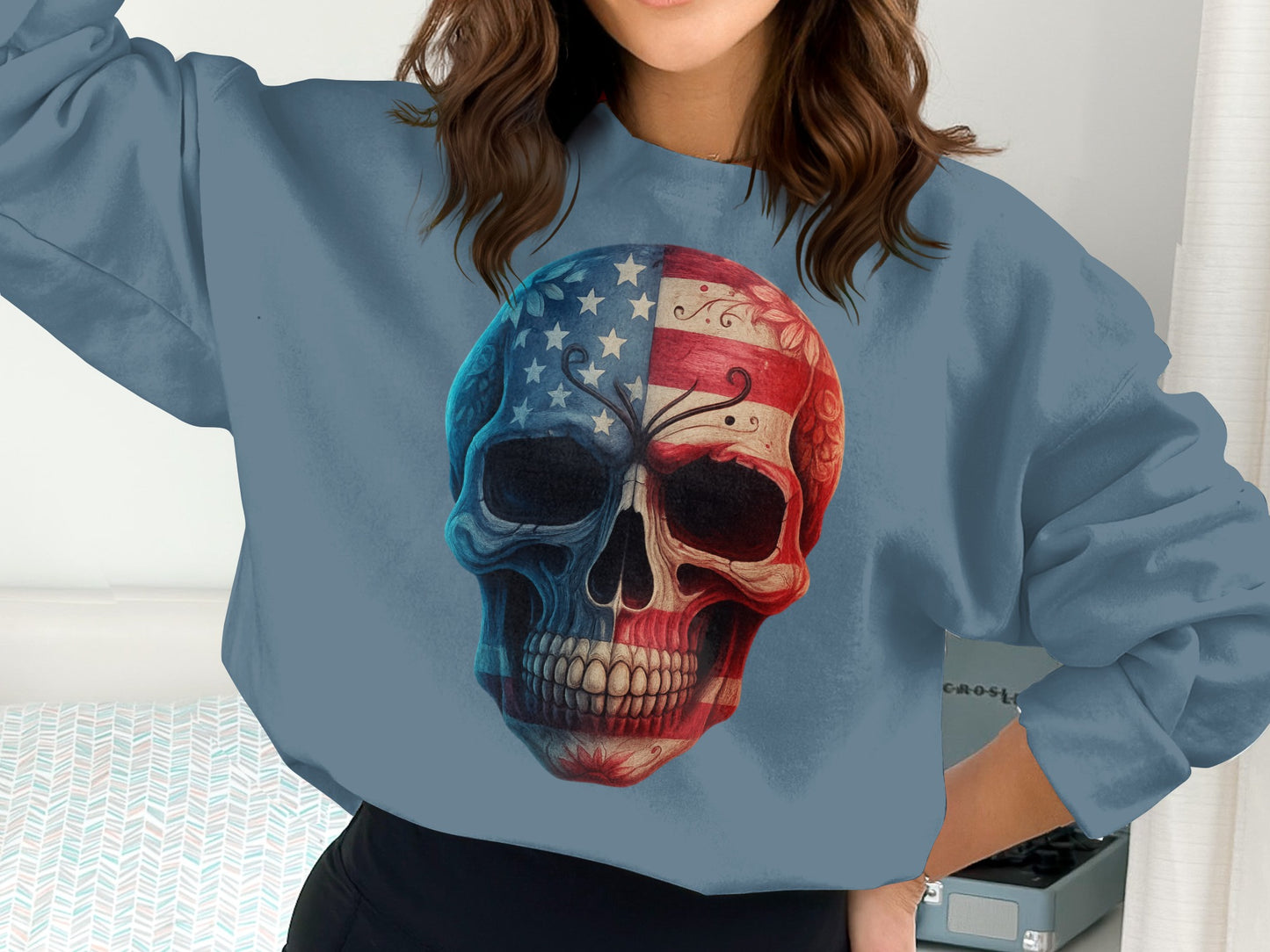 American Flag Skull Graphic Pullover product type