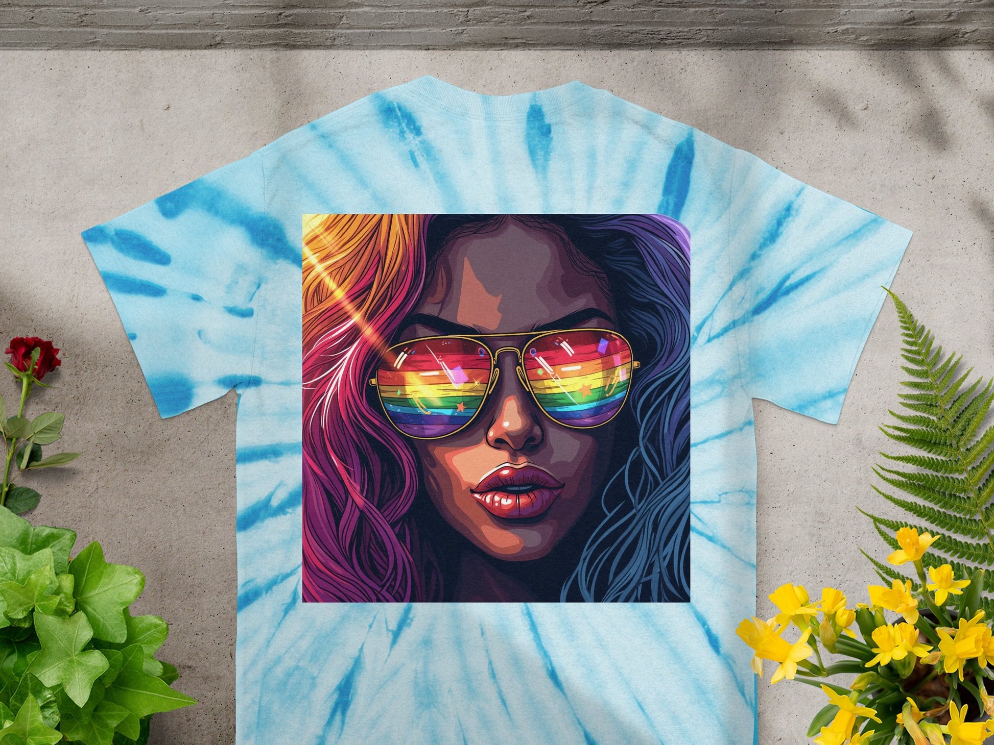 Rainbow Sunglasses Girl Graphic Tie Dye T-shirt product type