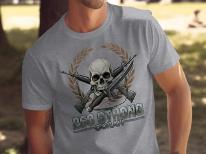 250 Strong Oorah Skull and Weapons Graphic Shirt
