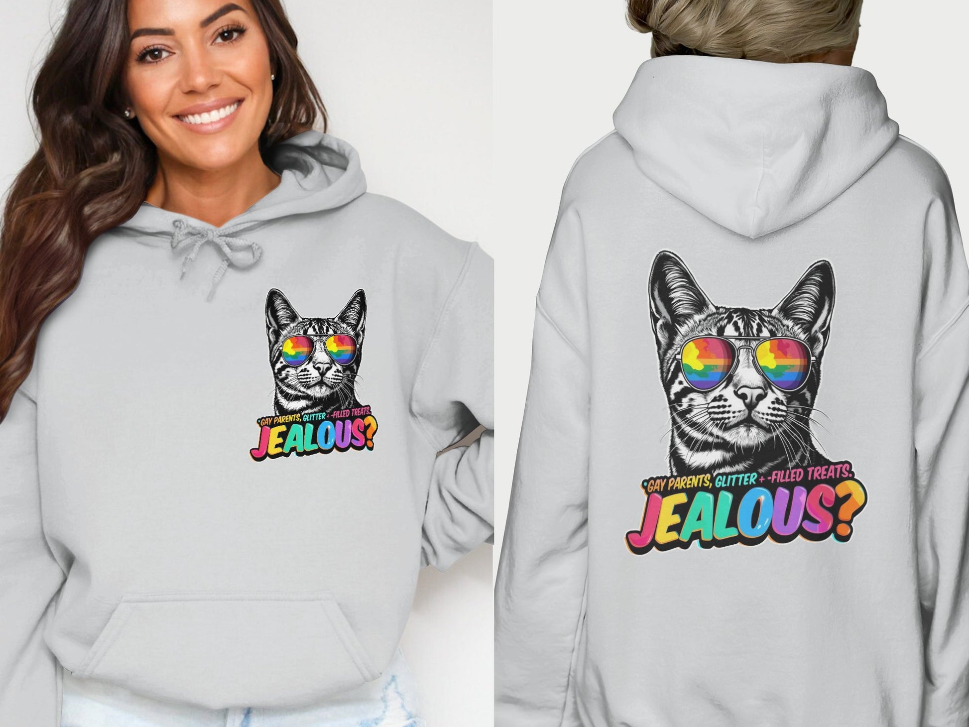 Jealous Cat with Sunglasses Hoodie Sweatshirt product type