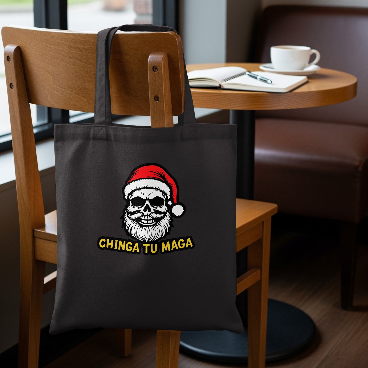 Chinga Tu Maga Santa Skull Graphic Tote Bag