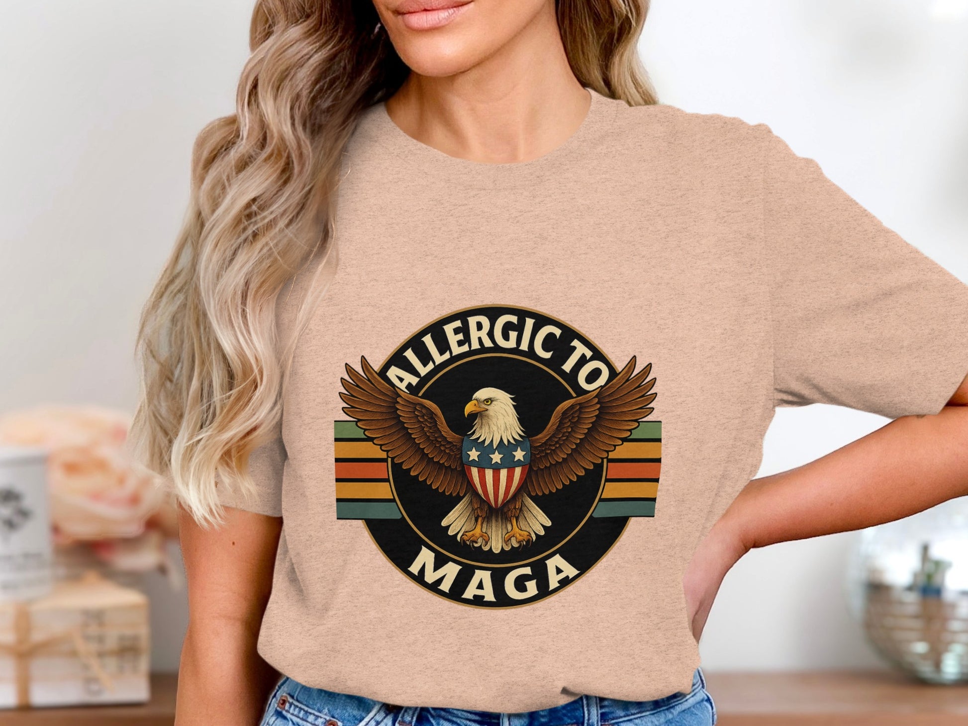 Allergic to Maga Graphic Design Short Sleeve Shirt product